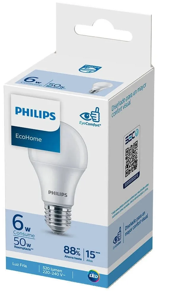 Ampolleta LED E27 EH Luz Fría 6W