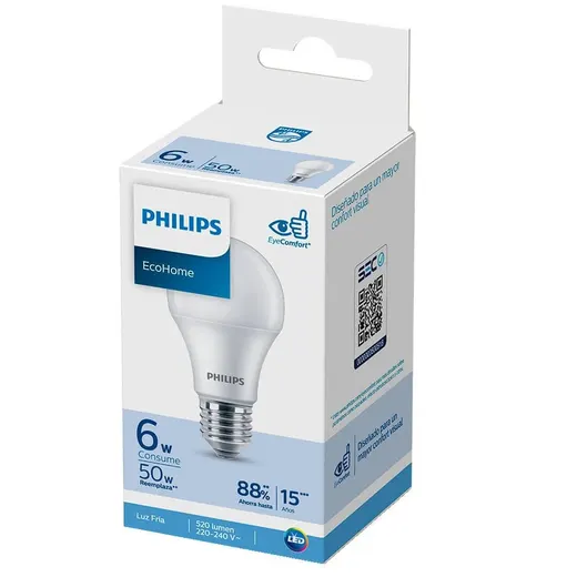 Ampolleta LED E27 EH Luz Fría 6W