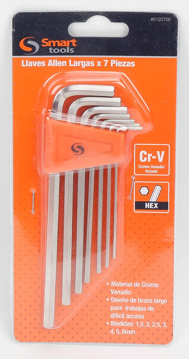 JGO Llaves Allen Largas DE 7 PZS 1.5 A 6.0 MM