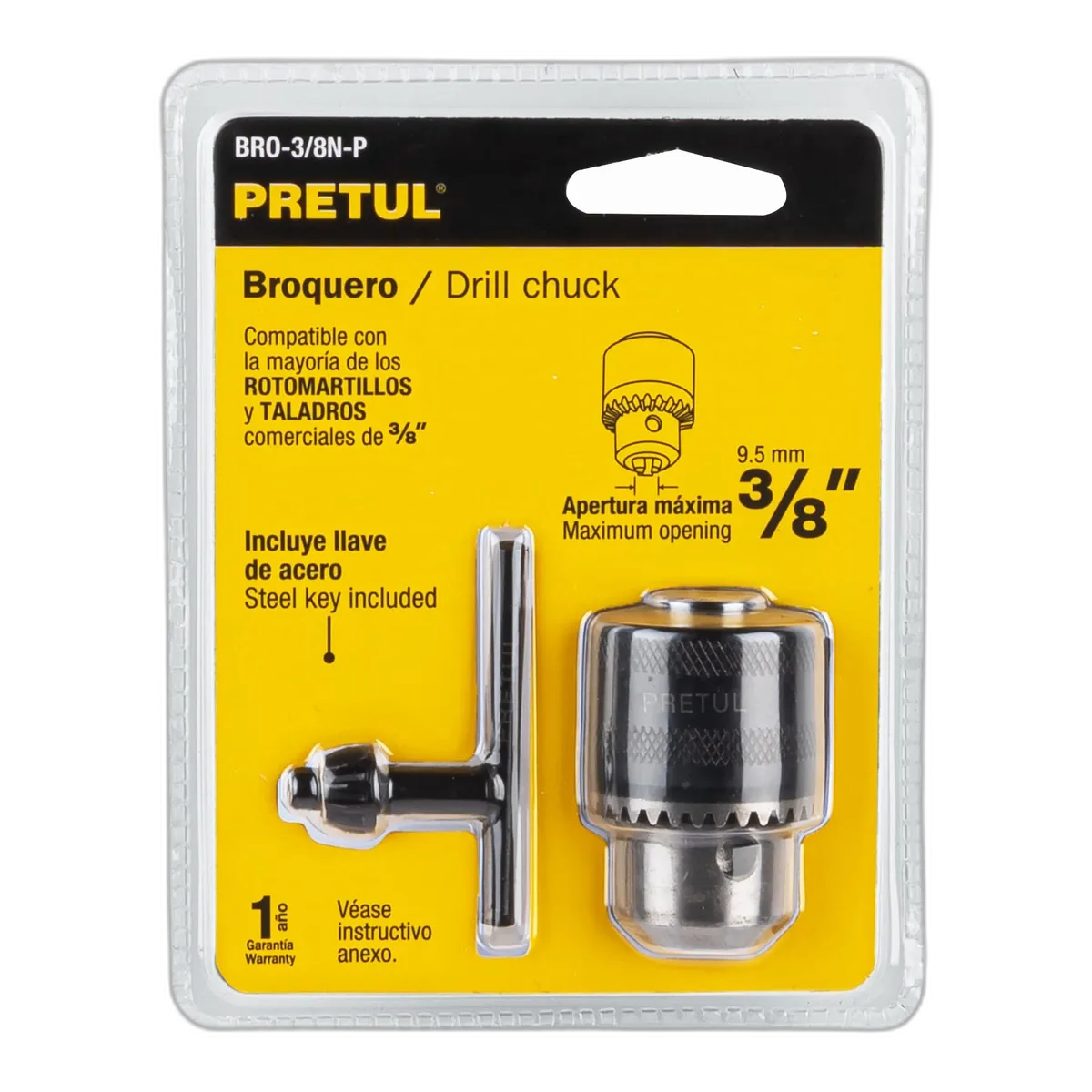 Mandril 3/8 con Llave